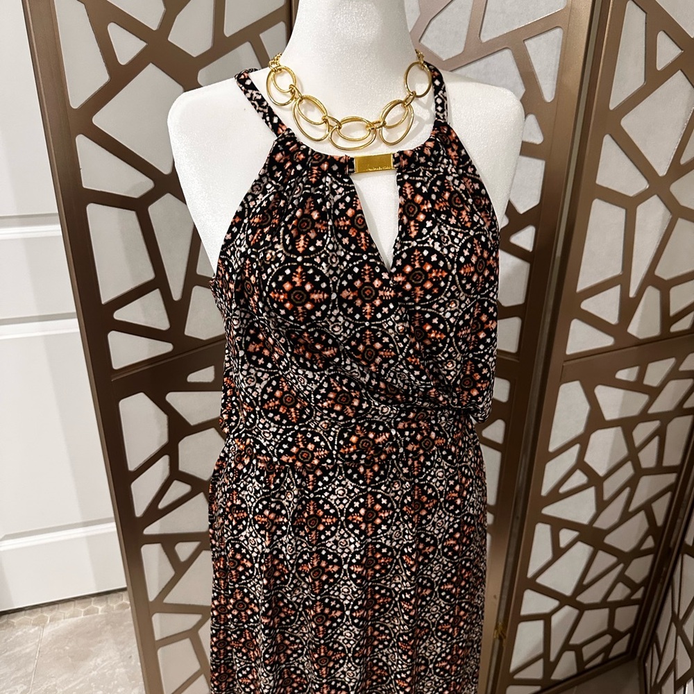 MICHAEL Michael Kors Black and Orange Maxi Dress